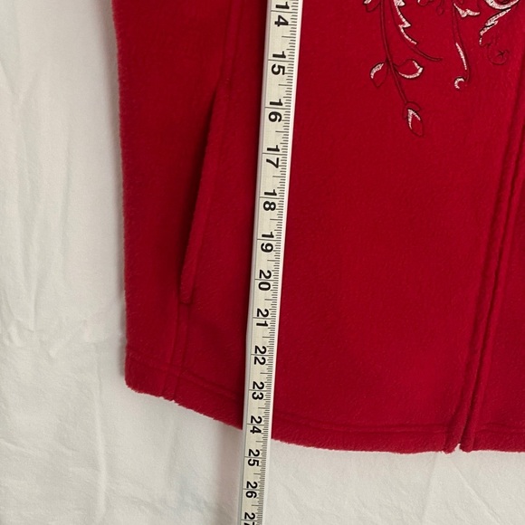 Red Embroidered Fleece Jacket by Northern Traditions Size LP - Picture 8 of 11